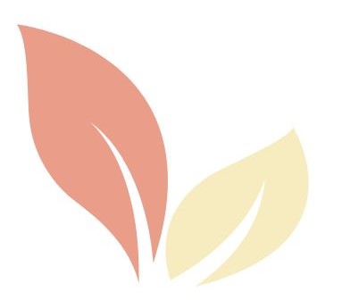 A pink and yellow leaf logo