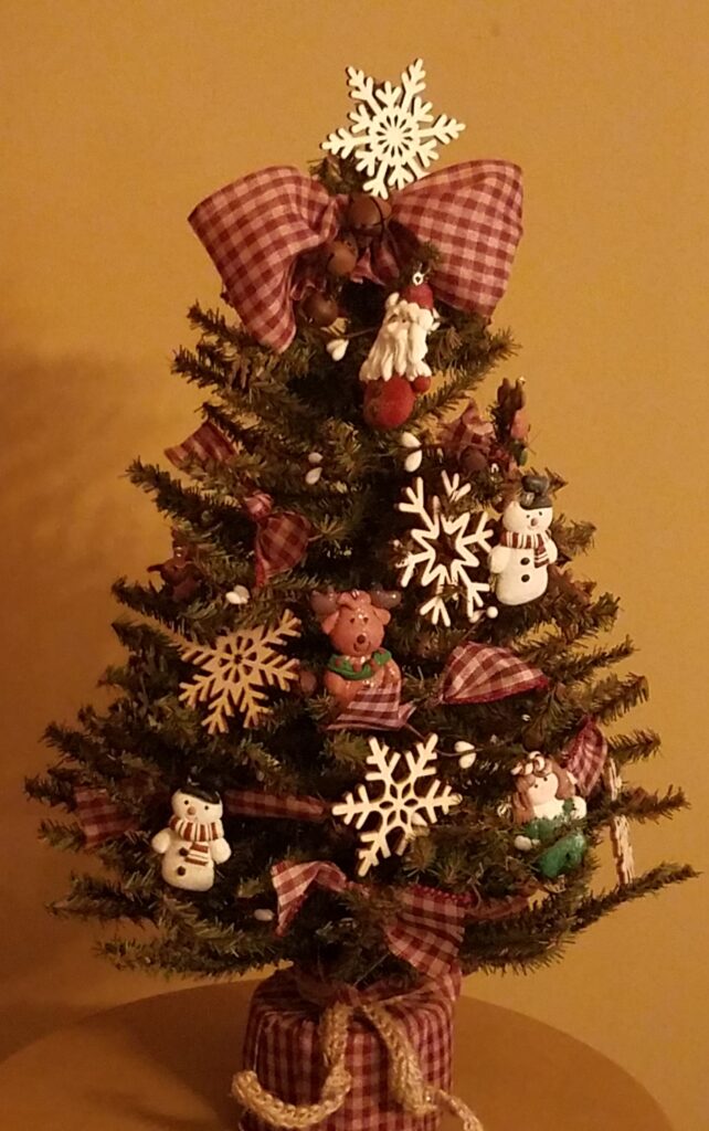 A christmas tree with decorations on it