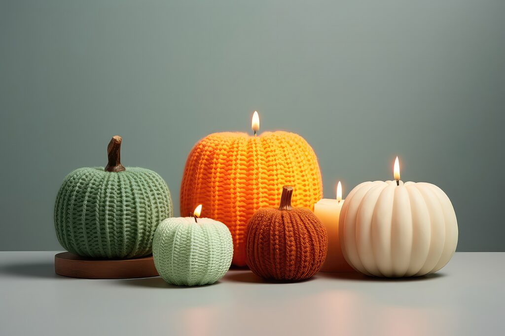 A group of candles that are sitting on top of a table.