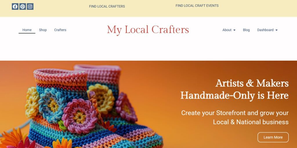 Handmade crafts marketplace website.