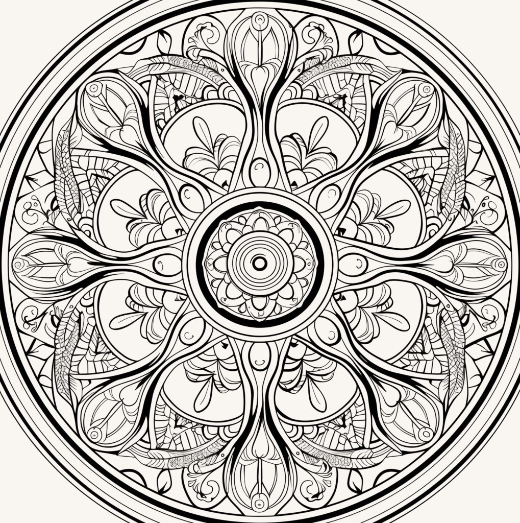 Black and white ornate circular design.