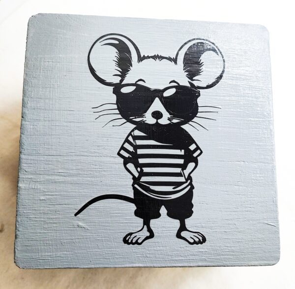 Hand Painted Cool Fancy Rat with Sunglasses Coaster Set - Set of 4 - Unique Home - Image 2