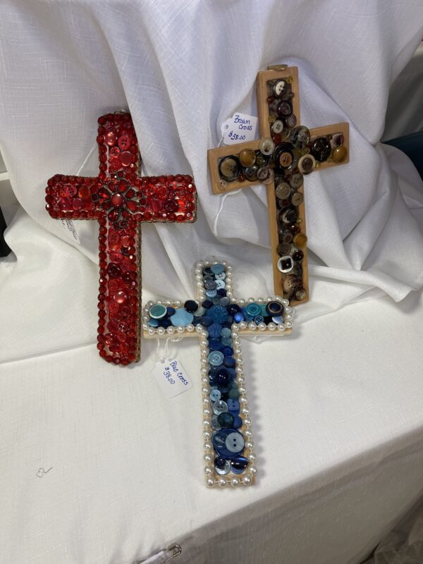 Wood Cross with Buttons and Beads (price individually)