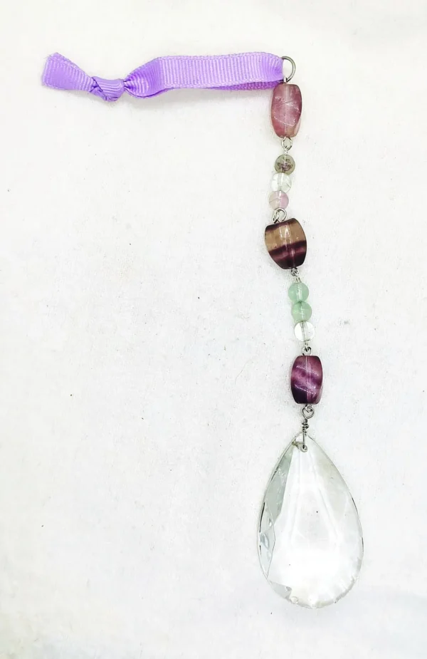 Hanging Crystal Beaded Sun Catcher, Fluorite Rainbow Maker, Gifts for Her, Colorful Hanging Crystal Window Prism, Boho Garden Decor