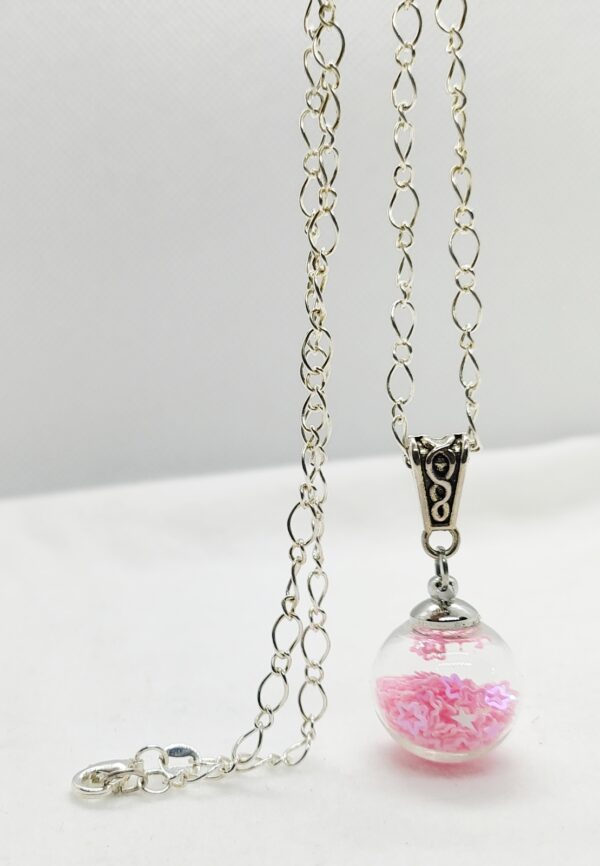 Handcrafted Fairy Dust Glass Globe Pendant on Silver Plated Chain - Jewelry for Her