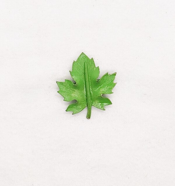 Green Painted Maple Leaf Brooch - Shawl Pin, Scarf Pin, Sweater Pin