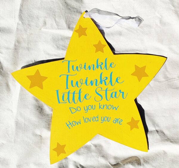 Wooden Tinkle Twinkle Little Star Sign - New Baby Nursery Decor - Plaque