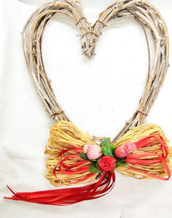 Small Heart Shaped Twig Wreath - Valentine's Day Home Front Door Decoration - Image 2