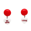 Red balloon heart earrings: Be Mine, Love.