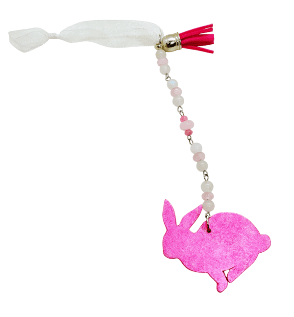 Handcrafted Pink Bunny Rabbit Beaded Accent Ornament - Spring Gift - Spring Decor