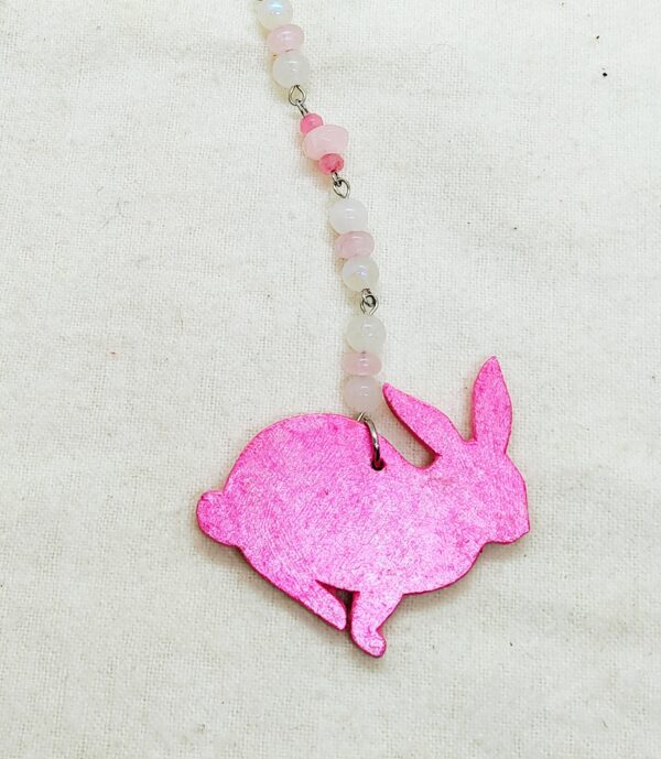 Handcrafted Pink Bunny Rabbit Beaded Accent Ornament - Spring Gift - Spring Decor - Image 2