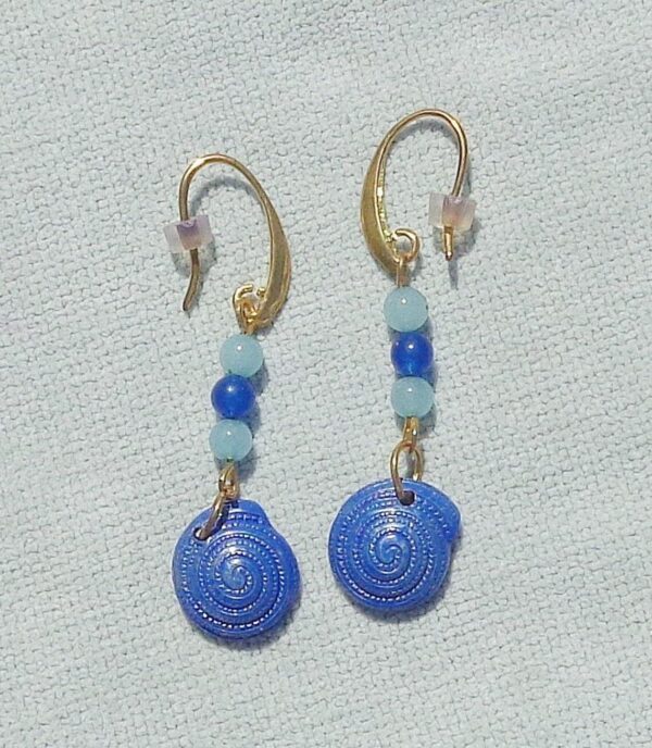 Gold Plated Summer Sea Shell Beaded Dangle Earrings - Handcrafted Jewelry