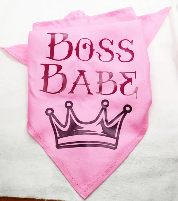 Medium Pink Boss Babe with Crown Dog Bandana - Girl Dog's Hip Clothes