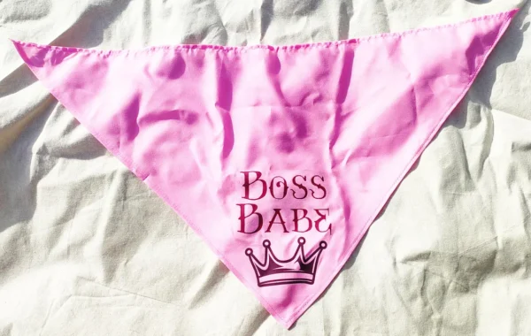 Medium Pink Boss Babe with Crown Dog Bandana - Girl Dog's Hip Clothes - Image 2