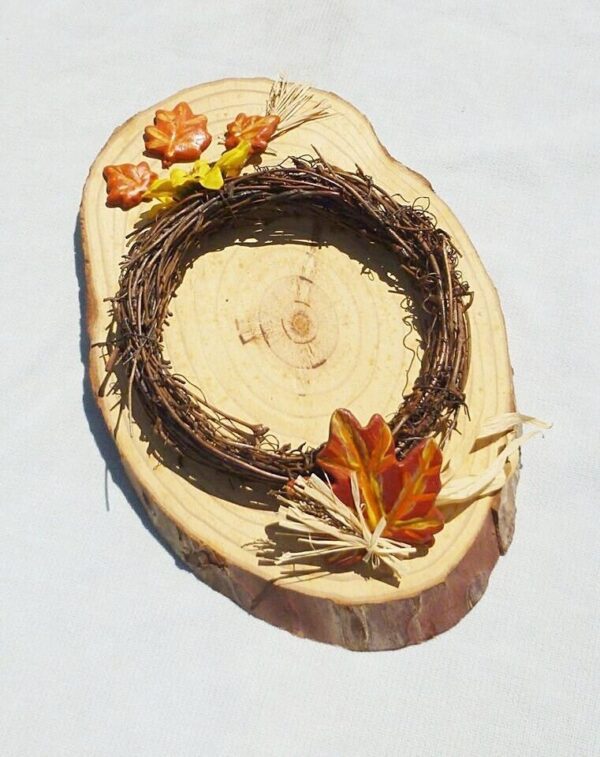 Decorative Wooden Autumn Candle Wreath - Handmade Seasonal Decor