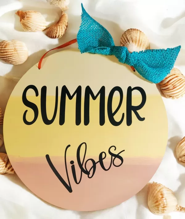 Wooden Summer Vibes Sign - Summer Decor, Summer Wreath
