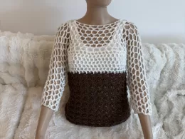 Brown and white sweater