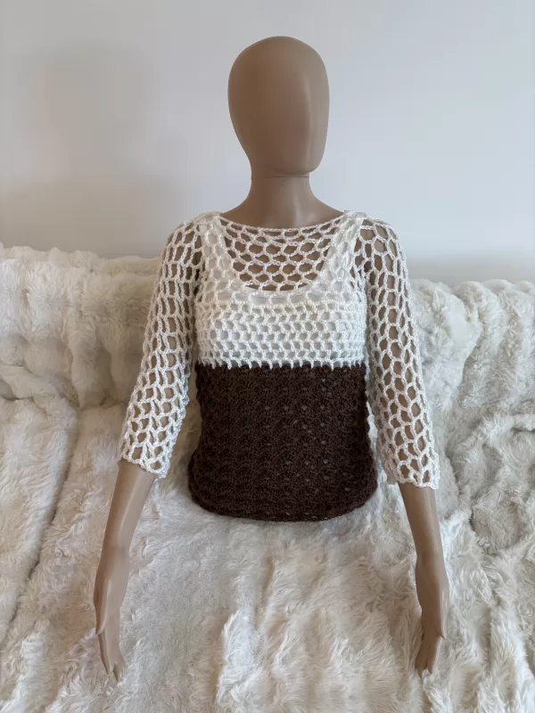 Brown and white sweater