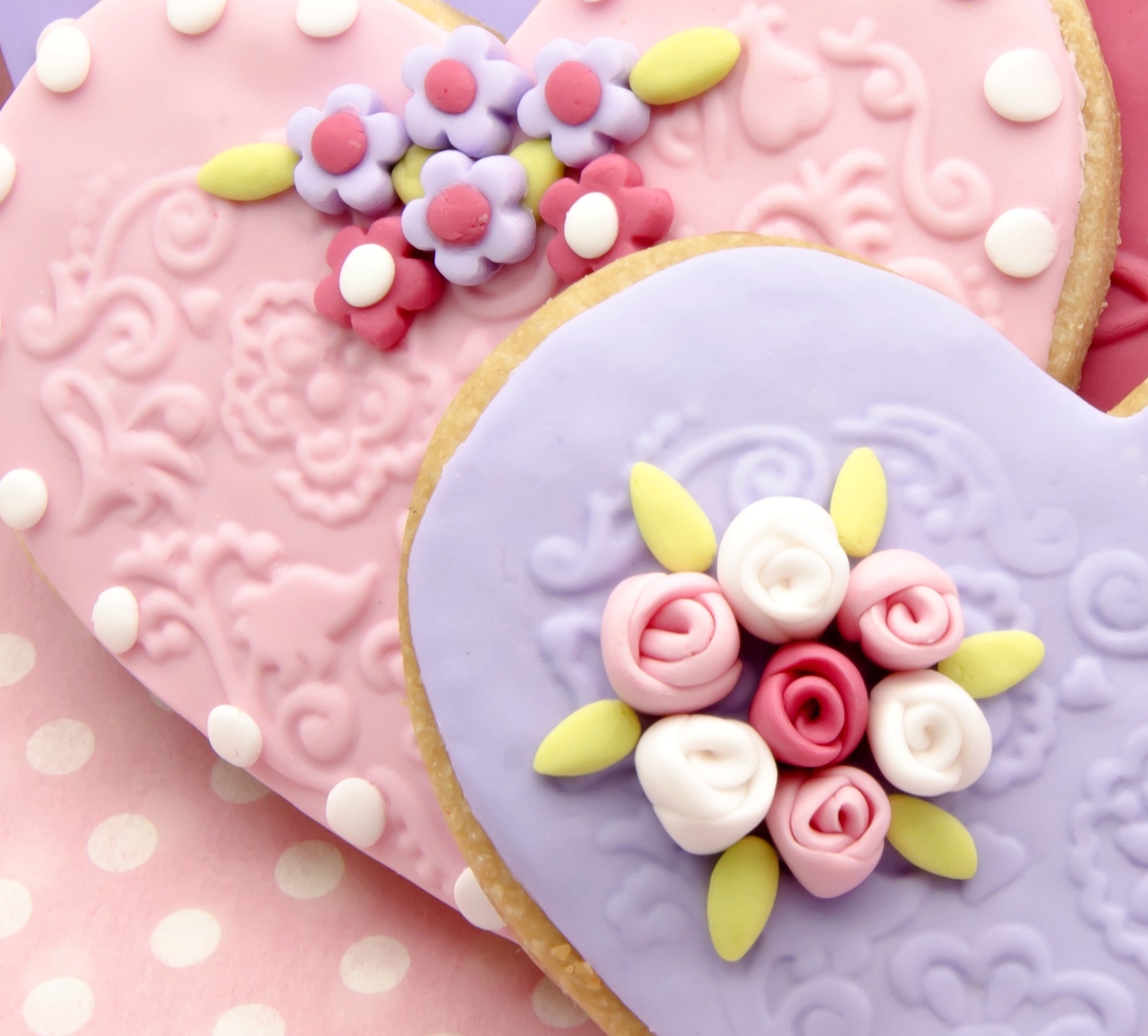 Valentine Heart Sugar Cookies, Elegant Decorated Wedding Sugar Cookies, Shabby Chic Bridal Shower Favors, Embossed Lace Cookies Gift Box - Image 3