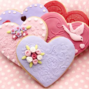 Valentine Heart Sugar Cookies, Elegant Decorated Wedding Sugar Cookies, Shabby Chic Bridal Shower Favors, Embossed Lace Cookies Gift Box