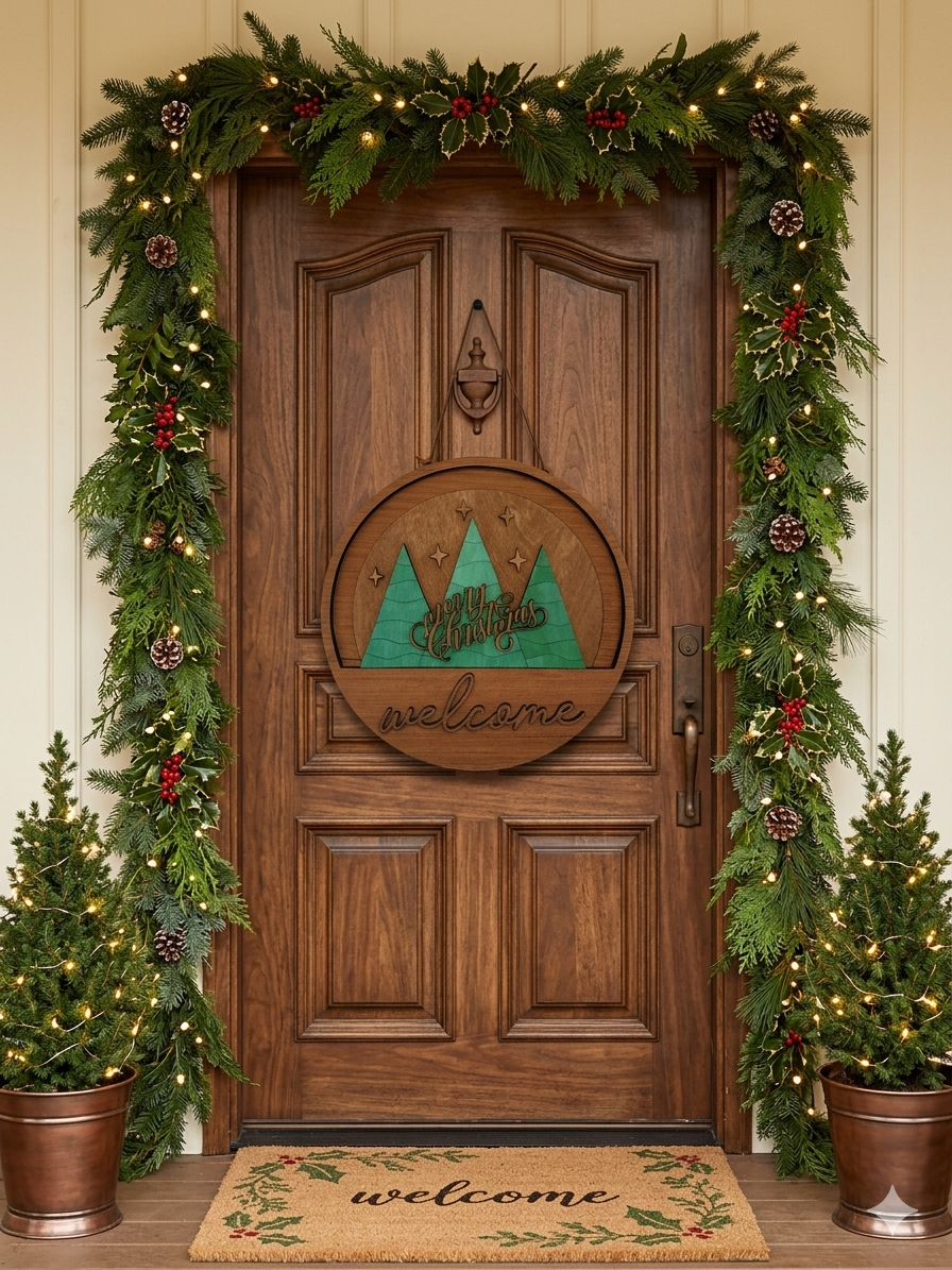 Interchangeable "Welcome" Door Hanger Base (with Holiday Insert)