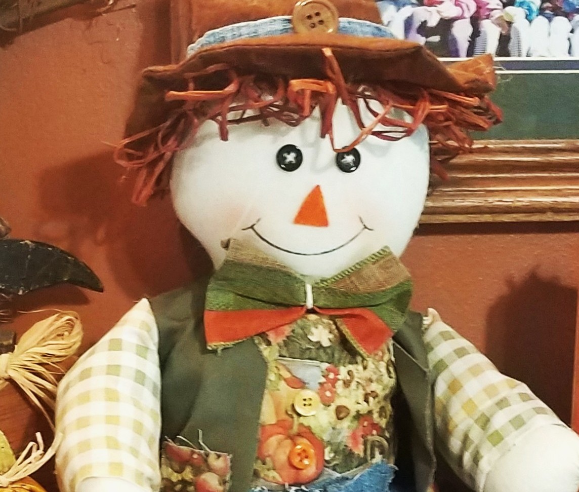 Handmade Fall Scarecrow Shelf Sitter - Image 2