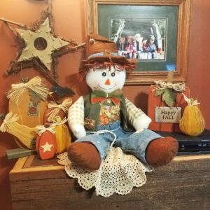 Handmade Fall Scarecrow Shelf Sitter