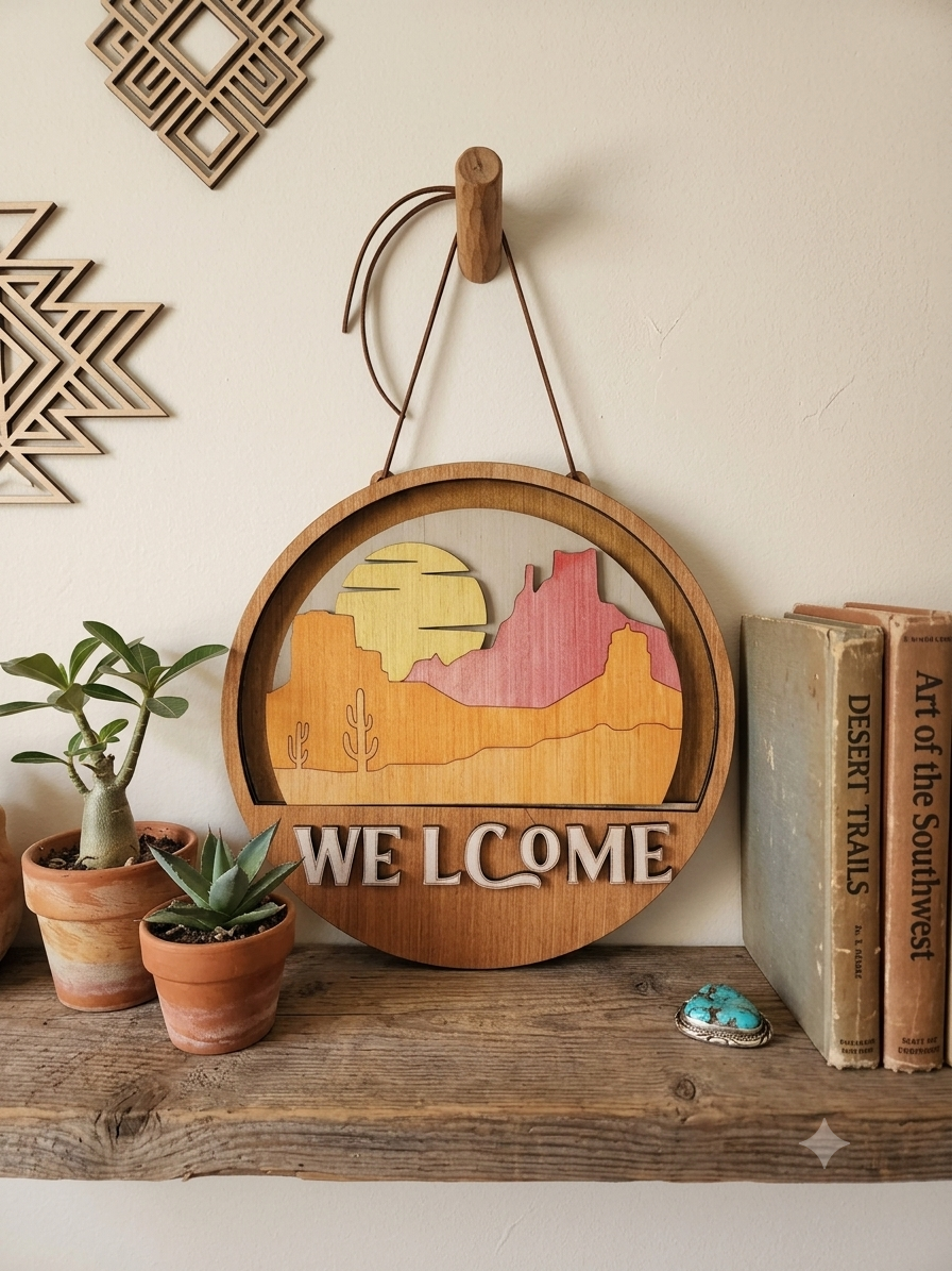 "Painted Desert Sunset" – Layered Wood Interchangeable Insert