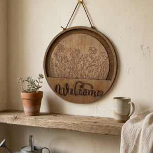 Interchangeable Wildflower Wood Door Hanger & Sign Base