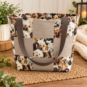 Handmade Dog Print Cotton Tote